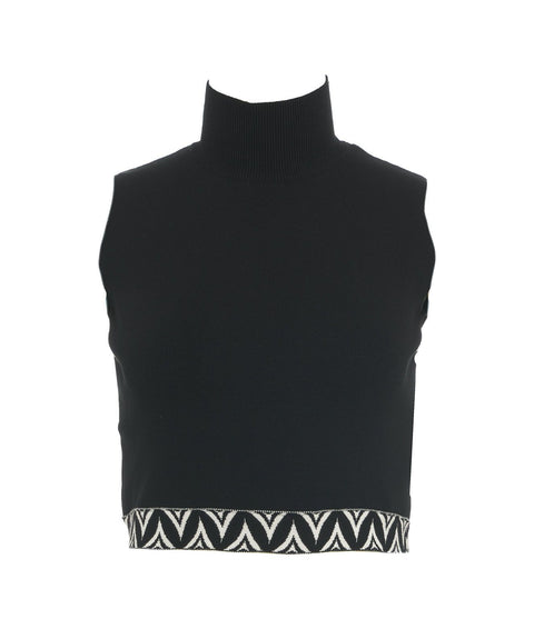 Cropped top con motivo jacquard #nero