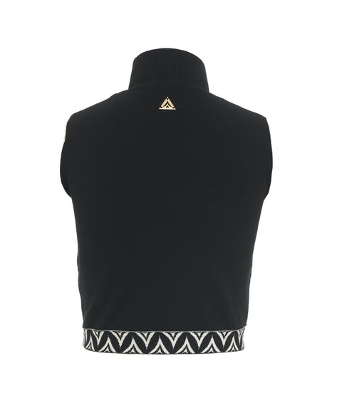 Cropped top con motivo jacquard #nero