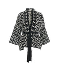 Cardigan jacquard con cintura #nero