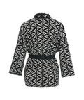 Cardigan jacquard con cintura #nero