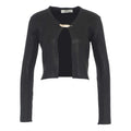 Cropped cardigan a maglia con spilla #nero