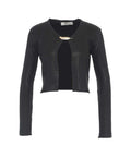 Cropped cardigan a maglia con spilla #nero