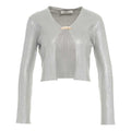 Cropped cardigan a maglia con spilla #argento