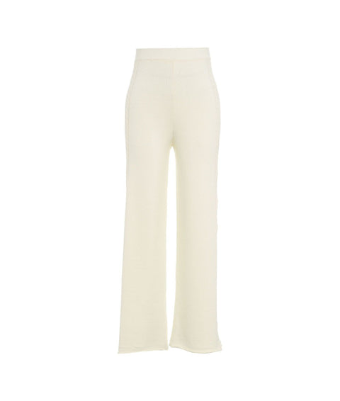 Pantaloni in maglia a gamba larga #bianco