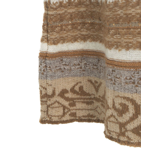 Abito in maglia jacquard con dolcevita #beige