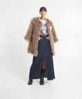 Gonna in denim con maxi spacco 'Farm' #blu