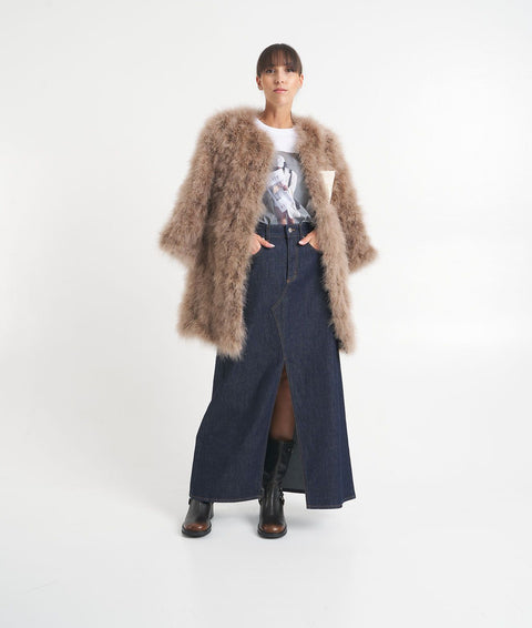 Gonna in denim con maxi spacco 'Farm' #blu