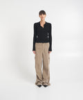 Pantalone cargo "Roxy" in velluto a coste #beige