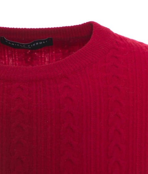 Maglione in maglia intrecciata #rosso