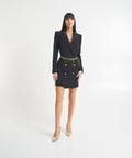 Abito blazer in crêpe stretch con cintura #nero