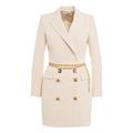 Abito blazer in crêpe stretch con cintura #bianco