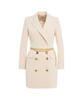 Abito blazer in crêpe stretch con cintura #bianco