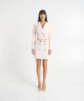 Abito blazer in crêpe stretch con cintura #bianco