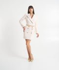 Abito blazer in crêpe stretch con cintura #bianco