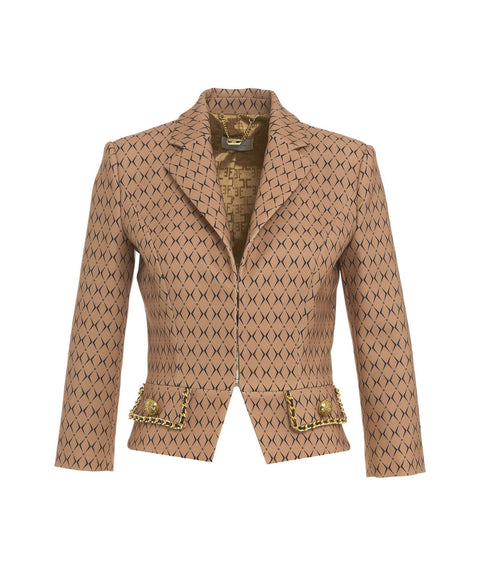 Blazer corto in crêpe stretch #marrone