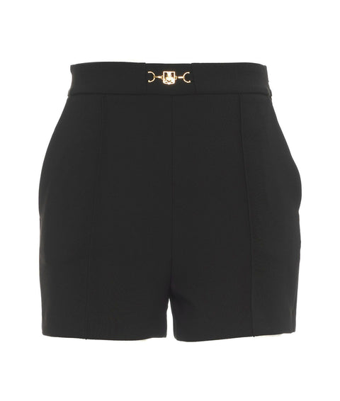 Shorts in crêpe stretch con morsetto #nero