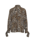 Camicia in georgette animalier con polsi a nastro #marrone