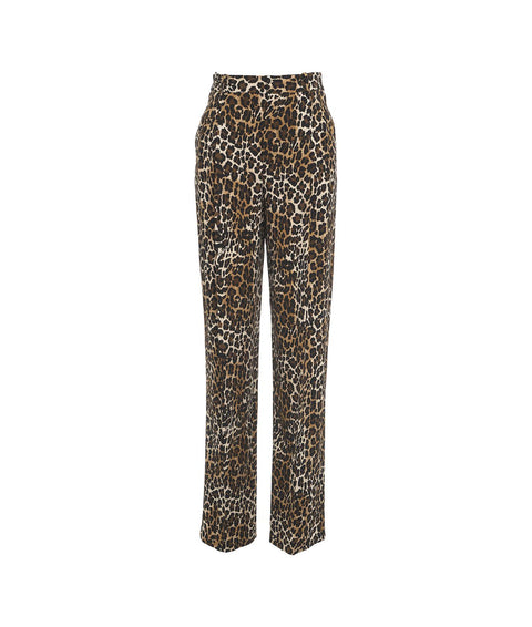 Pantaloni in crêpe con stampa animalier #marrone