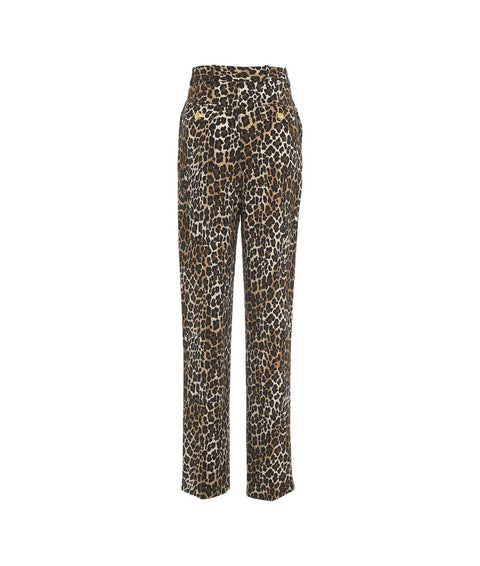 Pantaloni in crêpe con stampa animalier #marrone