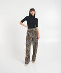 Pantaloni in crêpe con stampa animalier #marrone