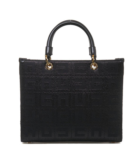 Shopper in jacquard con ciondoli #nero