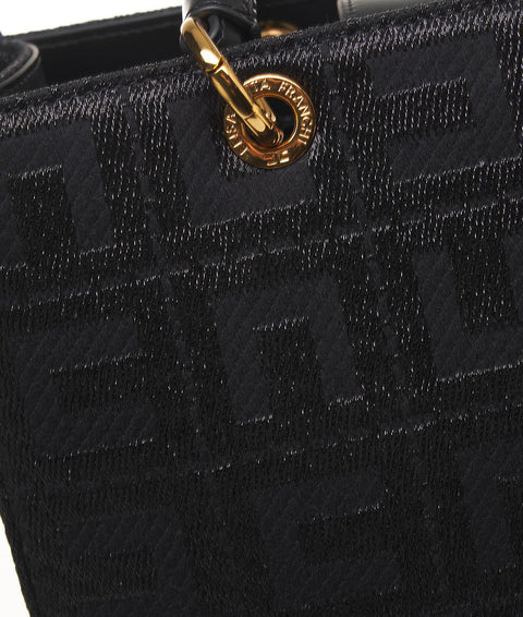 Shopper in jacquard con ciondoli #nero