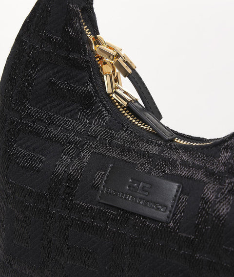 Borsa hobo in jacquard #nero