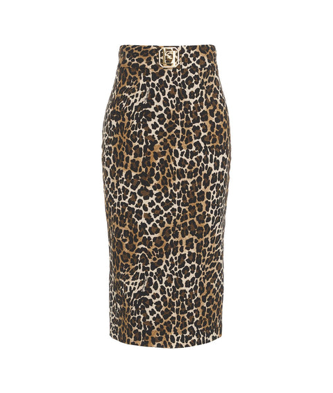 Gonna midi con motivo animalier #marrone