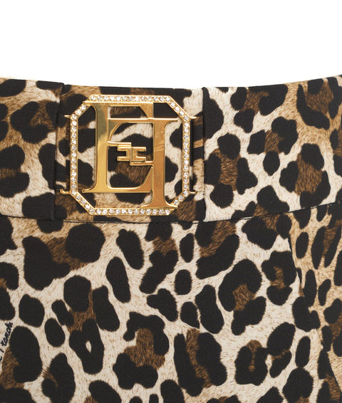 Gonna midi con motivo animalier #marrone