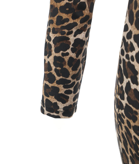 Tuta con stampa animalier e cut-out #marrone