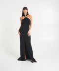 Abito maxi con drappeggio #nero