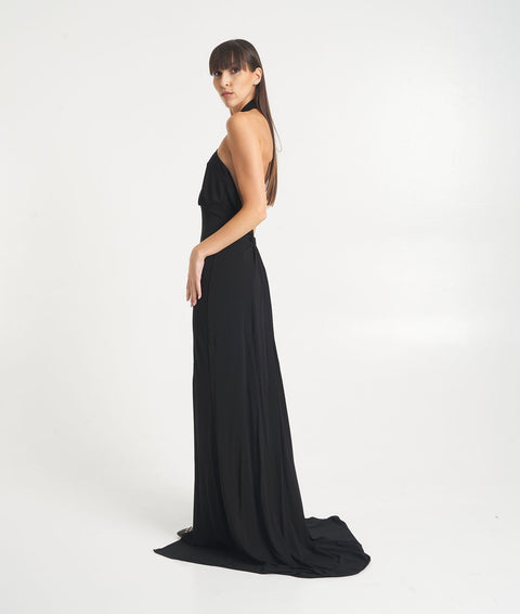 Abito maxi con drappeggio #nero