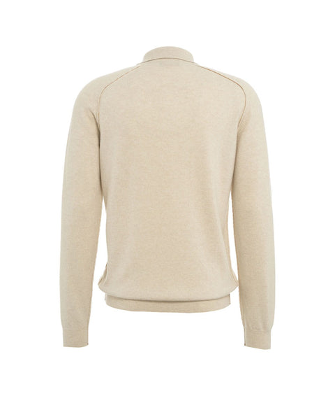 Maglione in merino con colletto a polo #beige