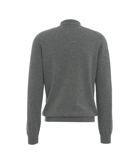 Maglione in merino con colletto a polo #grigio