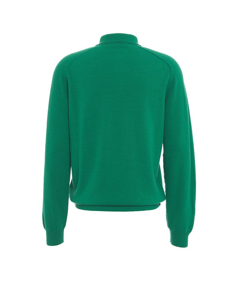 Maglione in merino con colletto a polo #verde