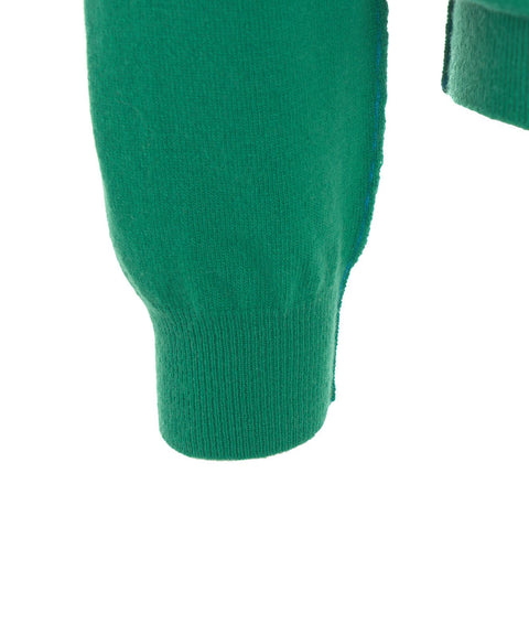 Maglione in merino con colletto a polo #verde