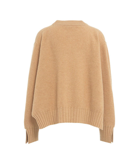 Maglione con cucitura laterale aperta #beige