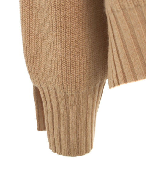 Maglione con cucitura laterale aperta #beige