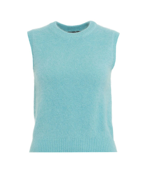 Gilet in misto angora #blu