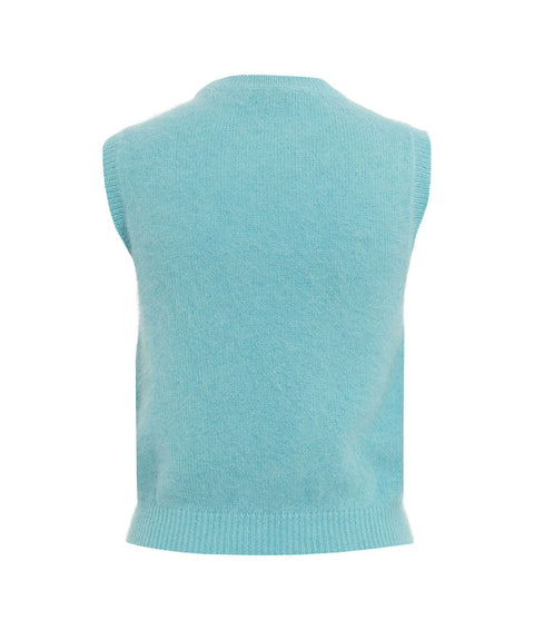 Gilet in misto angora #blu