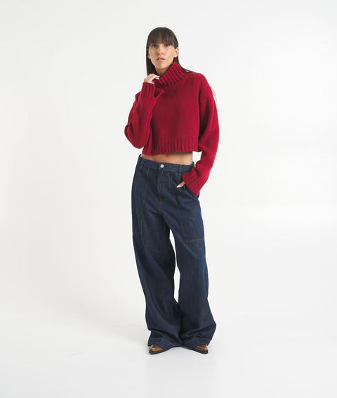 Maglia dolcevita cropped #rosso