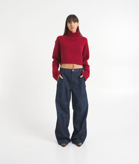 Maglia dolcevita cropped #rosso