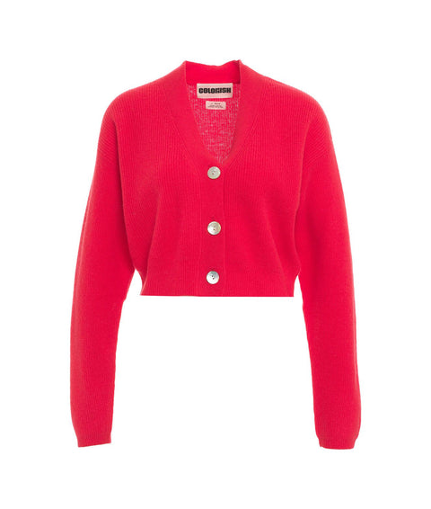 Cardigan a maglia in cashmere #rosso