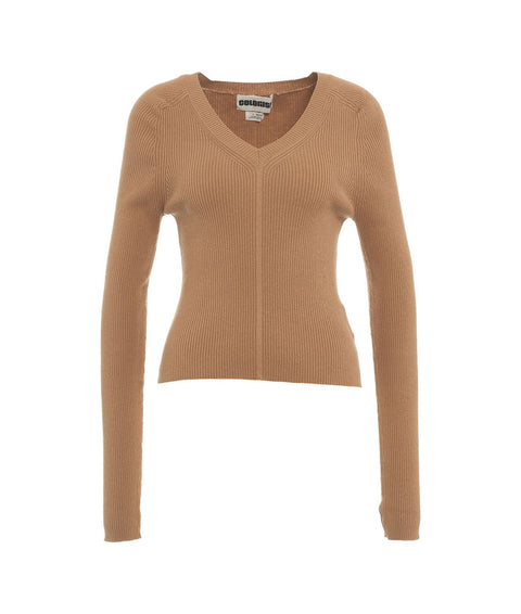 Pullover a maglia in misto cotone #marrone