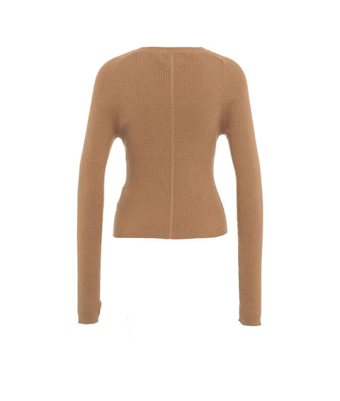 Pullover a maglia in misto cotone #marrone