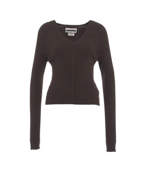 Pullover a maglia in misto cotone #marrone