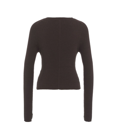 Pullover a maglia in misto cotone #marrone