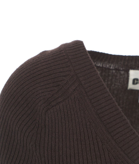 Pullover a maglia in misto cotone #marrone