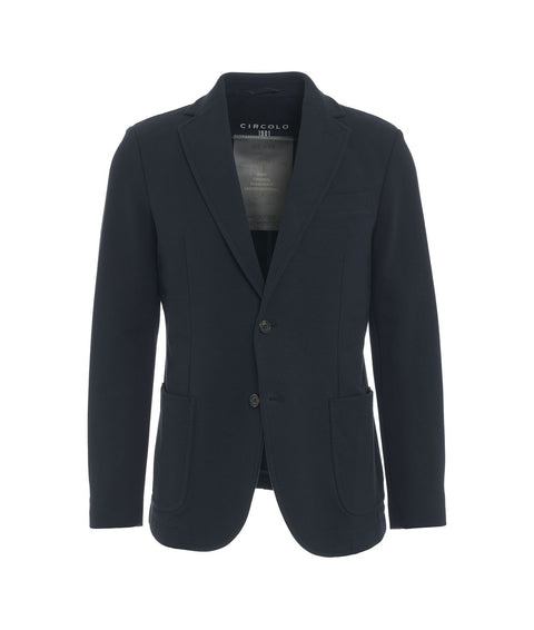 Blazer monopetto in misto cotone #blu