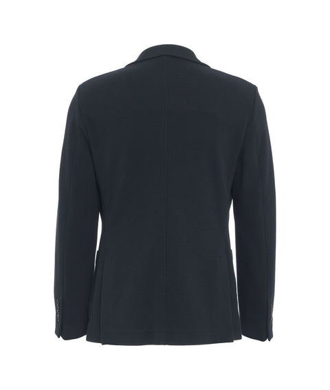 Blazer monopetto in misto cotone #blu